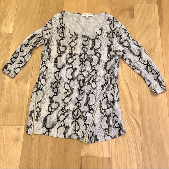 Snakeskin Python 3/4 Sleeve Top By Ellen Tracy - Picture 1 of 4
